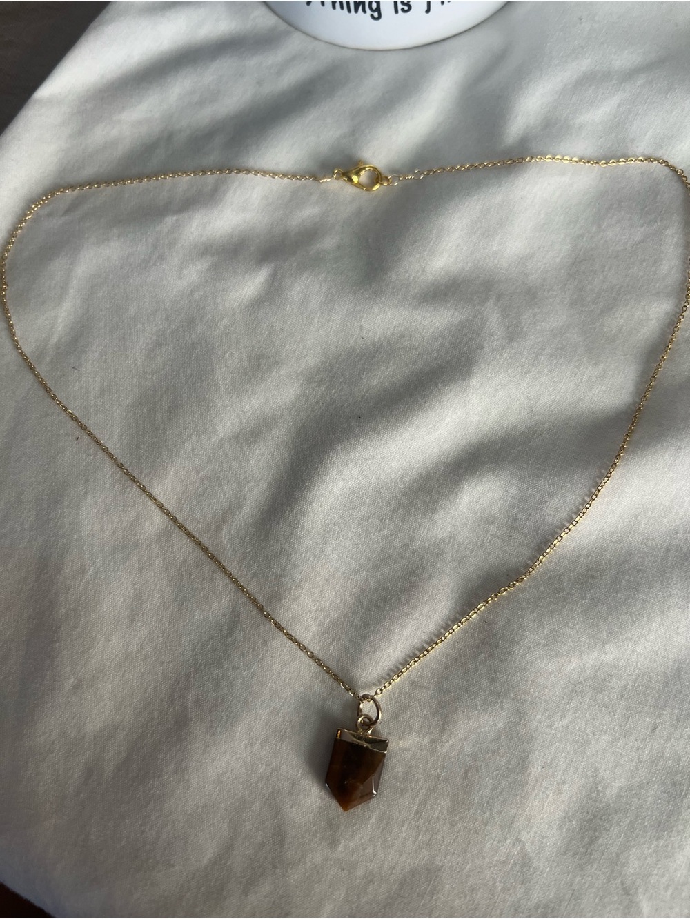 Gold Tiger's Eye Pendant Necklace - Women Jewelry